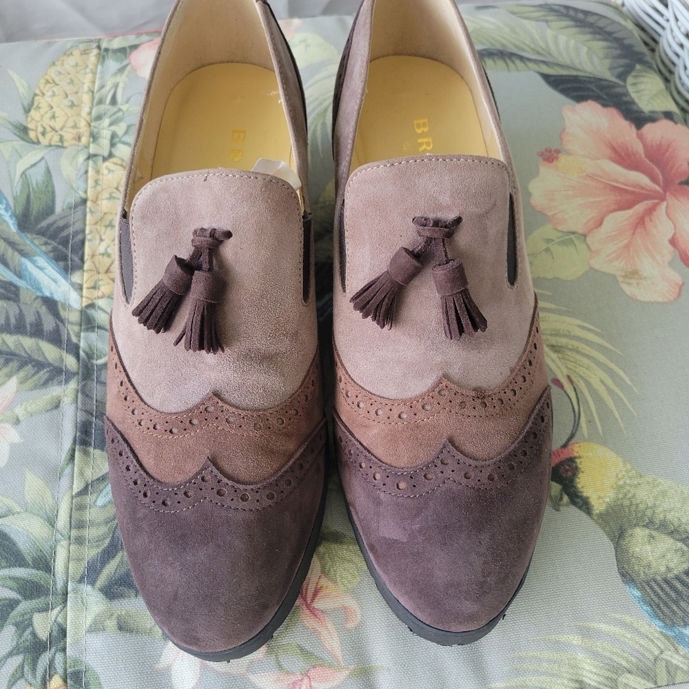 Made In Italy By BRUNATE Two-Tone Brown Tassel Loafers Size 9 - Picture 11 of 15